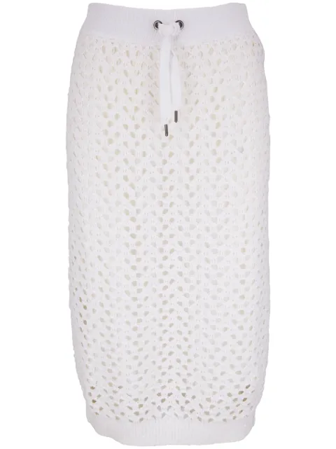 Brunello Cucinelli open-knit drawstring-waist skirt White M70572289CJ159