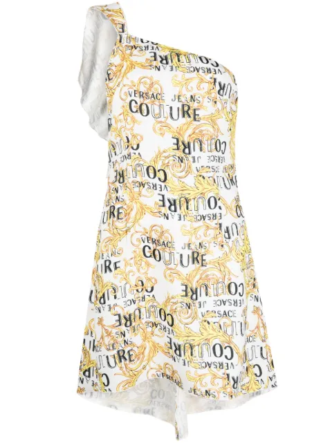 Versace Jeans Couture logo-print one-shoulder dress White 74HAO911NS228