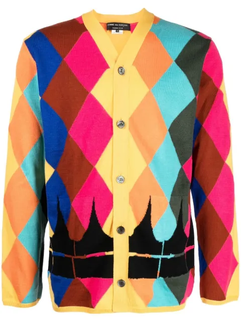 Comme des Garçons Homme Plus diamond-print V-neck cardigan Multicolour PKN003