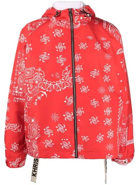 Khrisjoy paisley-embroidery hooded jacket Red DSM051NNYNYBND