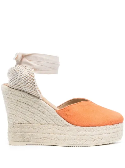 Manebi contrast-panel espadrille wedges Orange R08WH