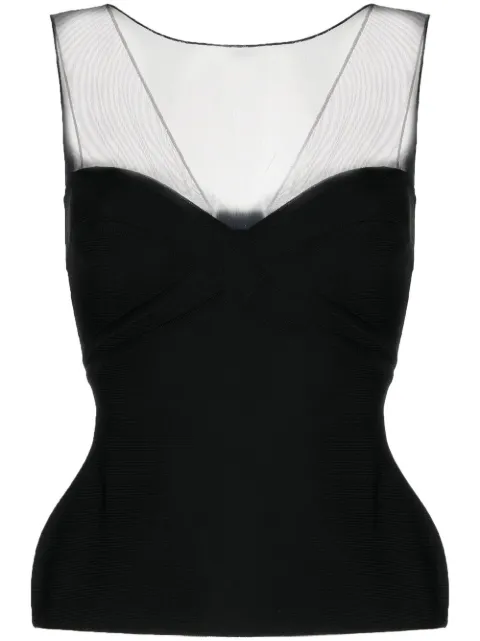 Herve L. Leroux sheer-detail strapless top Black 115162MAI