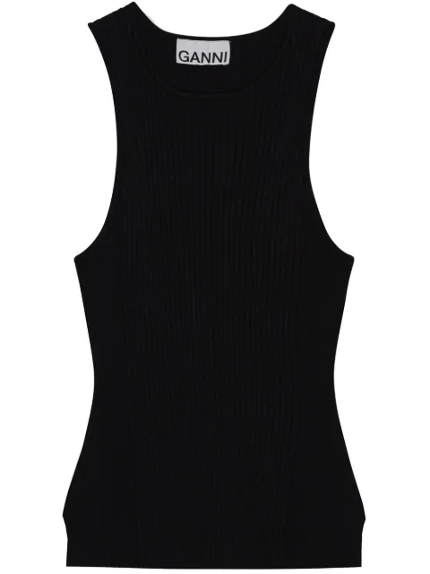 GANNI panelled rib-knit vest top Black K1951
