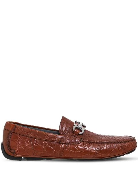 Ferragamo Gancini driver ornament loafers Brown 756396