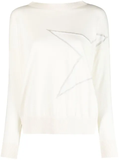 Lorena Antoniazzi star-appliqué boat-neck jumper White P23115BM21A2224