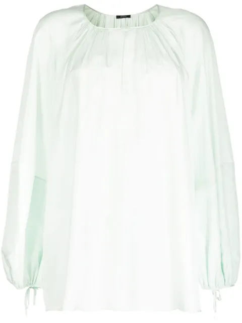 JOSEPH gathered-neck silk blouse Green JF006503