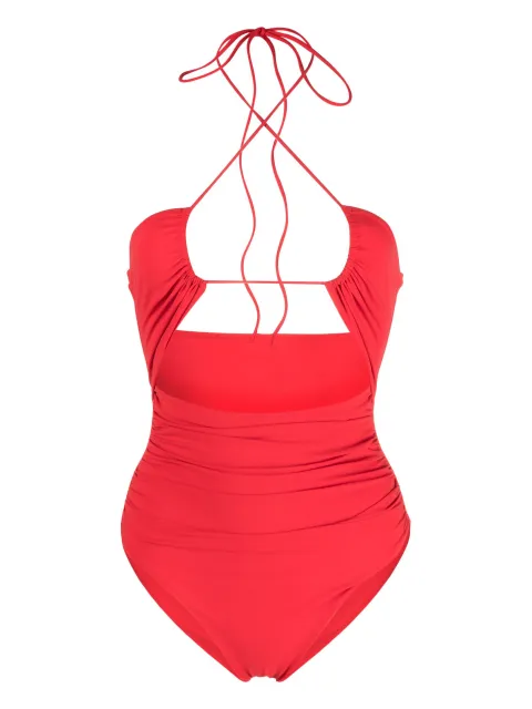 Magda Butrym criss-cross halter swimsuit Red RE23SWIMSUIT04