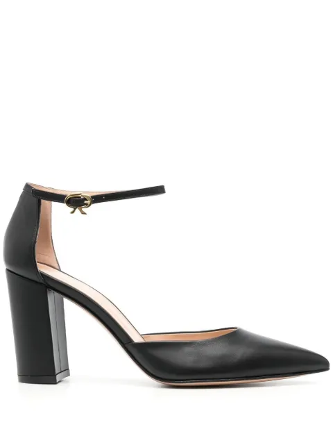 Gianvito Rossi Piper Anklet 100mm leather pumps Black G4031885RICVGI