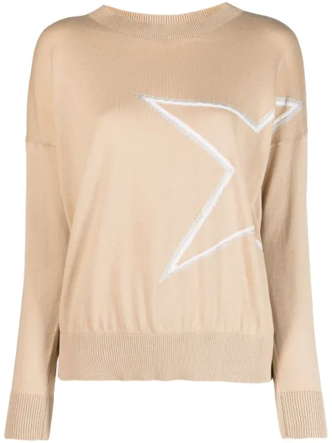 Lorena Antoniazzi star-appliqué boat-neck jumper Brown P23115BM21A2224