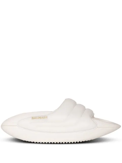 Balmain B-IT quilted leather slides White AN1VL699LPQP