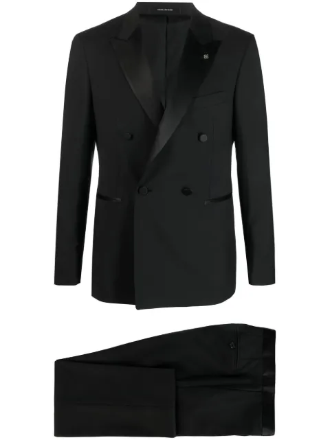 Tagliatore peak lapels wool suit Black SFBRDIONA01060004