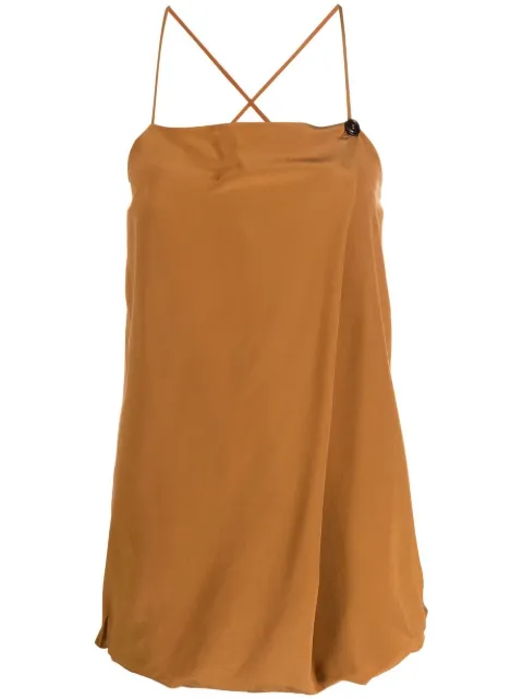 Alysi square-neck silk top Brown 103208P3206