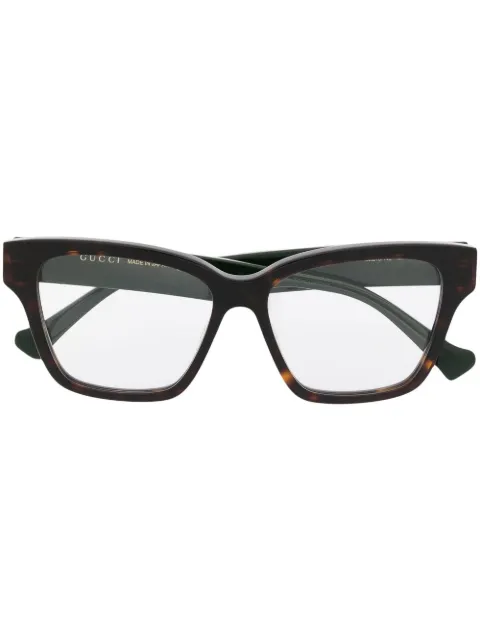 Gucci Eyewear logo-plaque square-frame glasses Brown GG1302O006