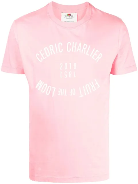 Cédric Charlier logo-print cotton T-shirt Pink CEA0715