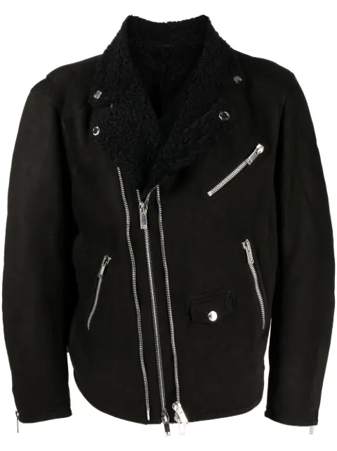 LES HOMMES suede biker jacket Black LXL220