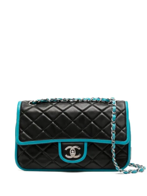 CHANEL Pre-Owned 2007-2008 Double Flap Bicolour shoulder bag Black FF0577