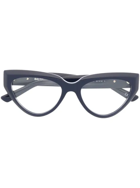 Balenciaga Eyewear logo-engraved cat-eye glasses Blue BB0276O004