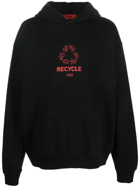 424 logo-print 'Recycle' hoodie Black 34424M34236032