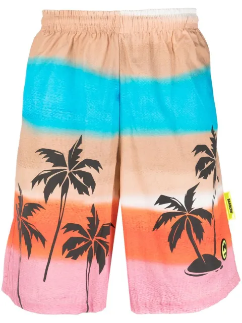 BARROW palm-tree print Bermuda shorts Blue 033951