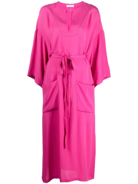 Fabiana Filippi belted long-sleeved midi dress Pink AB0273W2210000D377