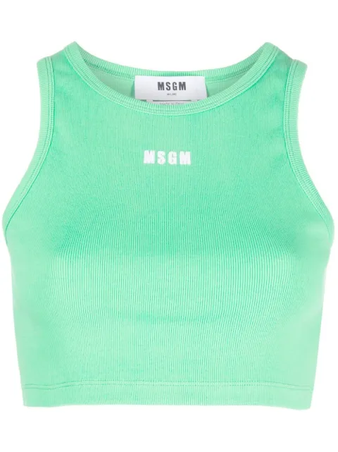 MSGM logo-print sleeveless top Green 3441MDT6723712036