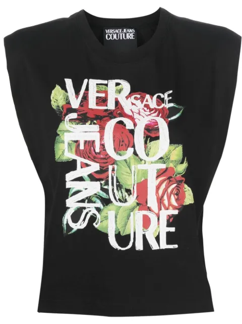 Versace Jeans Couture logo-print sleeveless T-shirt Black 74HAHF03CJ03F