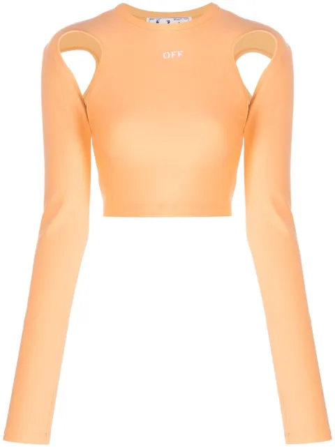 Off-White cut-out long-sleeve crop top Orange OWAD211S23JER0012100