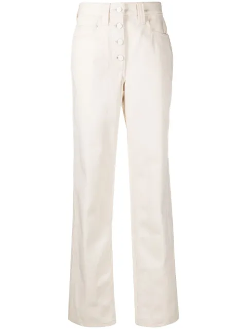 Sunnei button-fly flared jeans Neutrals CRTWWBOT031DEN004EYSEcruYellowStripes
