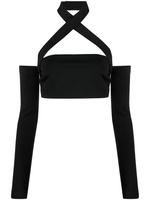 Dolce & Gabbana cross-strap cut-out top Black F772NTFURL6