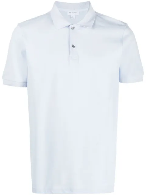 Sunspel short-sleeve cotton polo shirt Blue MPOL1028
