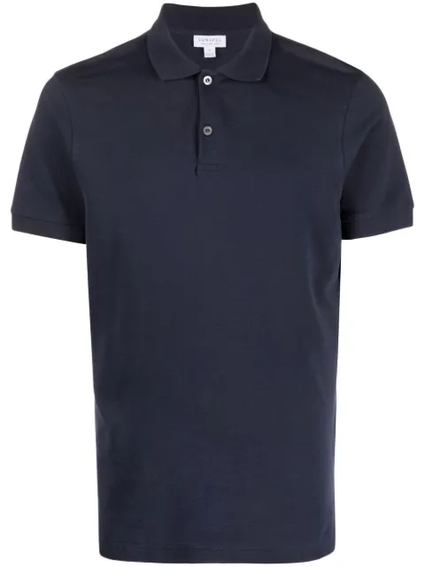 Sunspel short-sleeve cotton polo shirt Blue MPOL1028