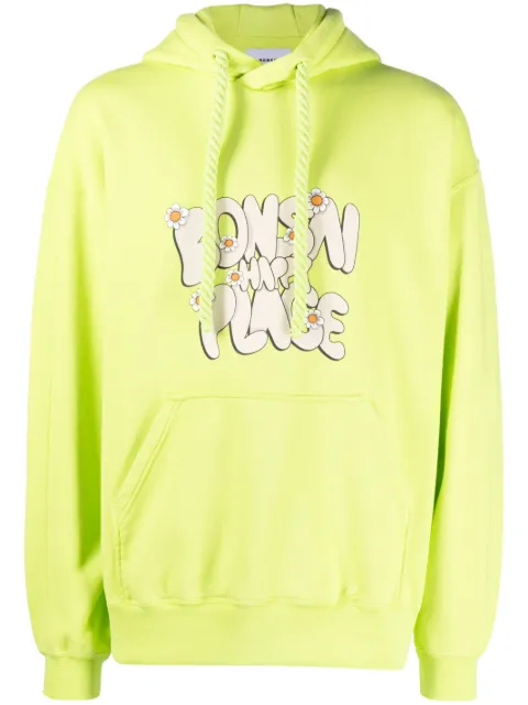 Bonsai slogan-print hoodie Green SW003004