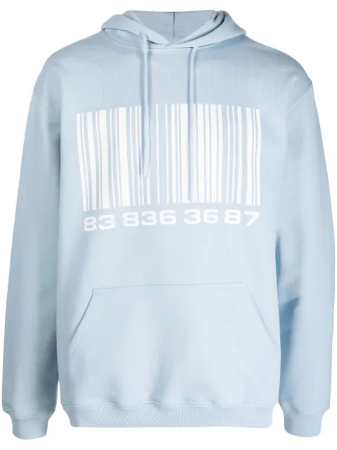 VTMNTS 'Big Barcode' cotton-blend hoodie Blue VL16HD140L