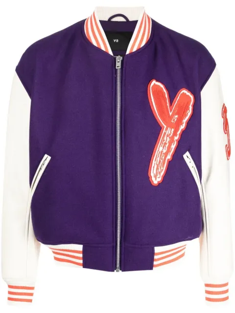 Y-3 graphic-print bomber jacket Purple IA3106