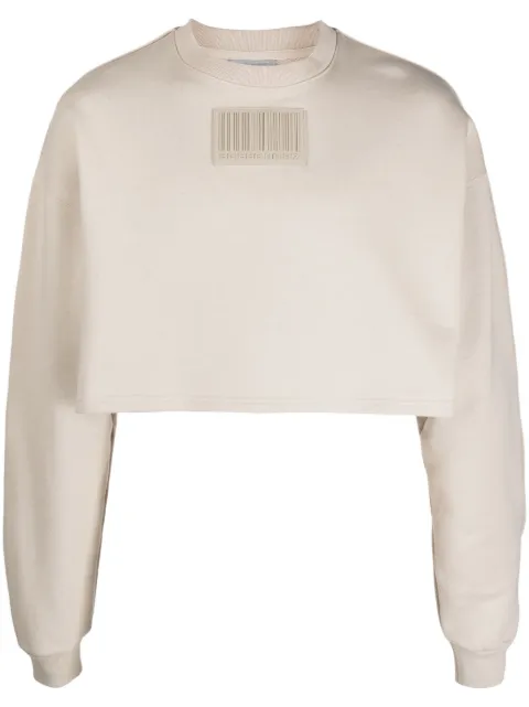 VTMNTS barcode-patch cropped sweatshirt Neutrals VL16CW100G