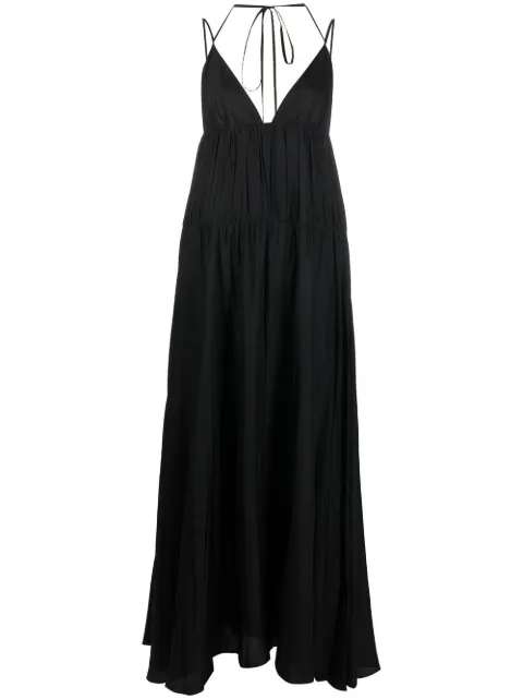 JOSEPH ruched silk long dress Black JF006505