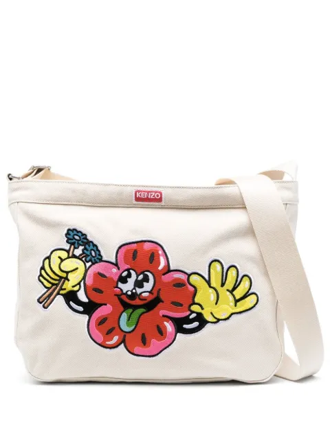Kenzo logo-patch shoulder bag Neutrals FD55SA919F34