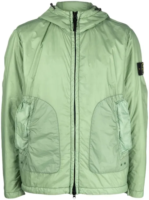 Stone Island logo-patch hooded jacket Green 781542025