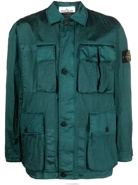 Stone Island Compass-patch shirt jacket Green 781541620