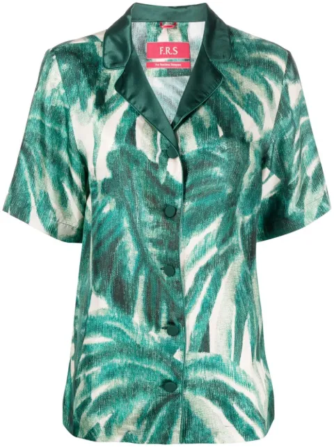 F.R.S For Restless Sleepers palmtree-print silk shirt Green CA001142TE00727