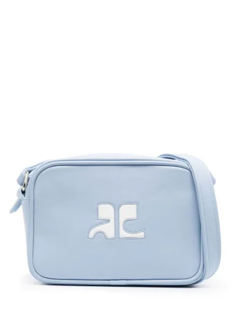 Courrèges logo-patch leather crossbody bag Black PERGSA049CR0010