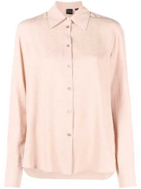 PINKO jacquard-logo long-sleeve shirt Pink 100121A01POB1