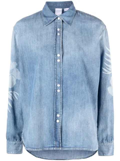 PINKO Gufare floral-print denim shirt Blue 100817A0QNPJO