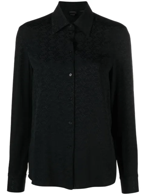 PINKO logo-jacquard shirt Black 100121A01PZ99