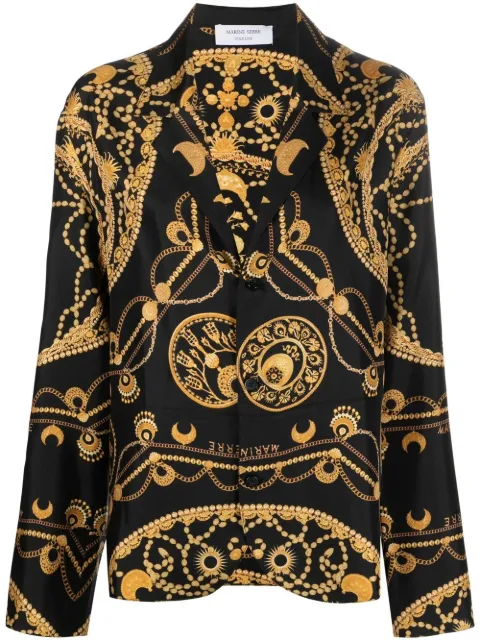 Marine Serre chain-print silk shirt Black T079SS23XWOVSE001