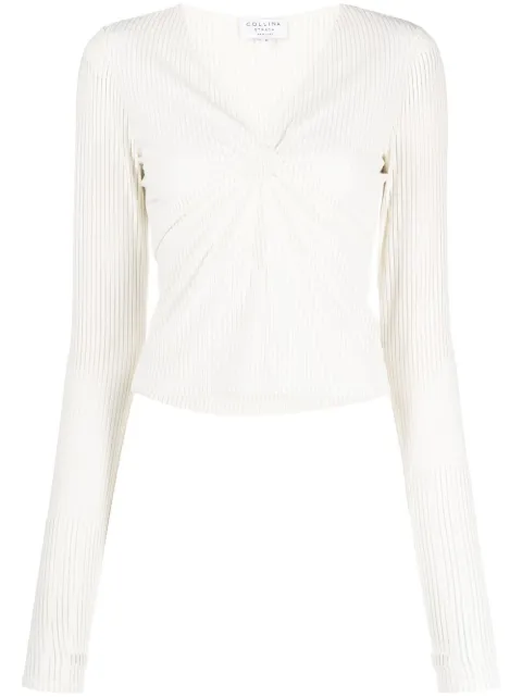 Collina Strada cut-out detailing v-neck top Neutrals XX3198