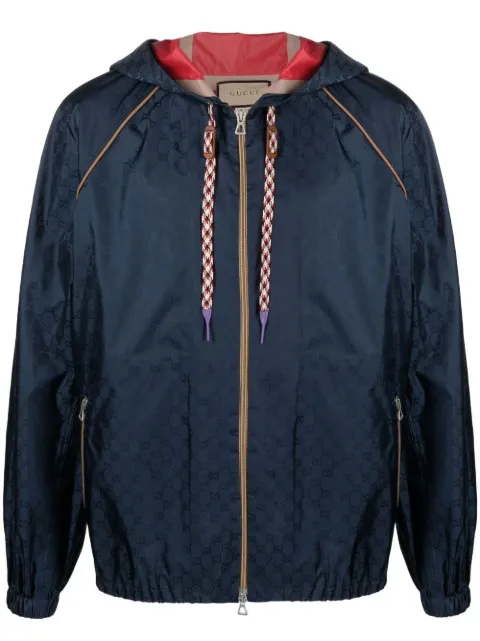 Gucci GG Supreme-jacquard hooded jacket Blue 722514Z8BAJ