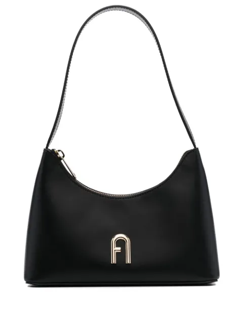Furla logo-plaque leather shoulder bag Black WB00863