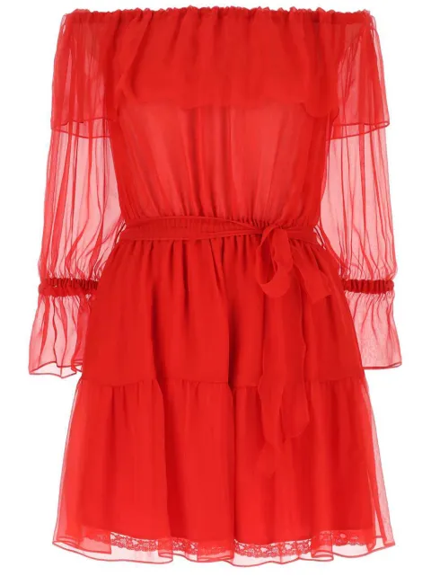 Gucci off-shoulder silk minidress Red 730915ZHS57