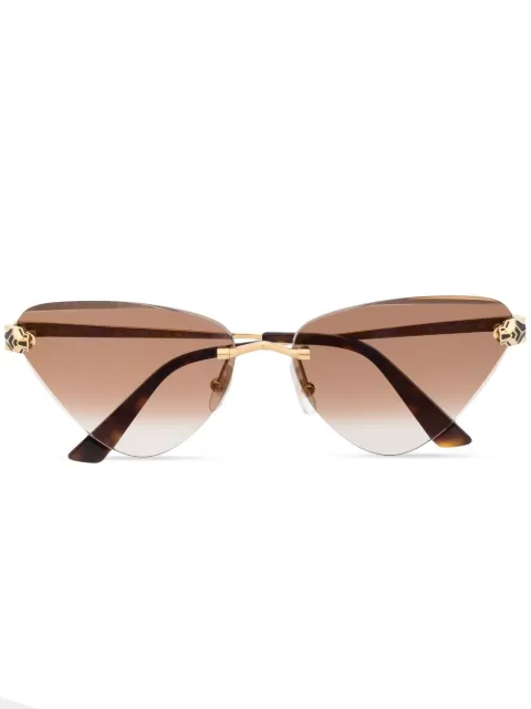 Cartier Eyewear panther-plaque cat-eye sunglasses Brown CT0399S